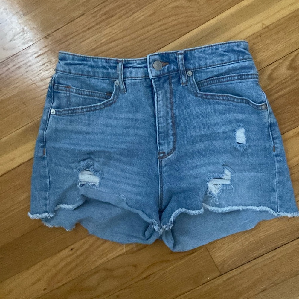 Distressed Blue Jean Shorts